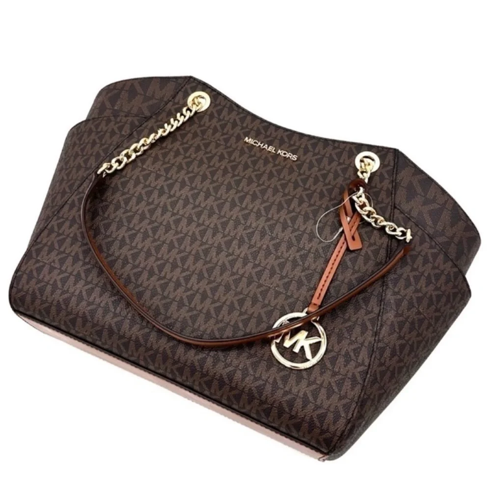 Michael Kors Large Jet Set Travel Chain Shoulder Bag Brown